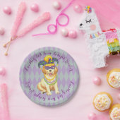 Mardi Gras Golden Retriever Pappteller (Party)