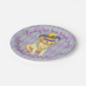 Mardi Gras Golden Retriever Pappteller (Schrägansicht)