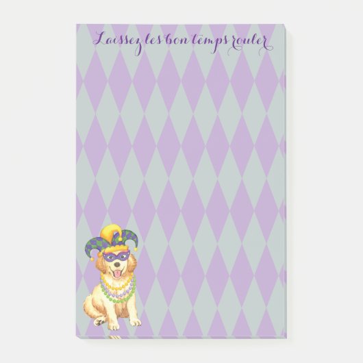 Mardi Gras Golden Retriever Post-it Klebezettel (Vorderseite)