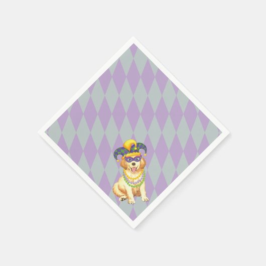 Mardi Gras Golden Retriever Serviette (Ecke)