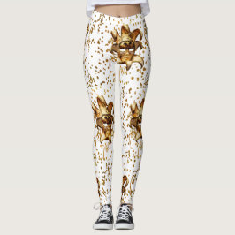 Mardi Gras Goldmaske und Confetti Leggings
