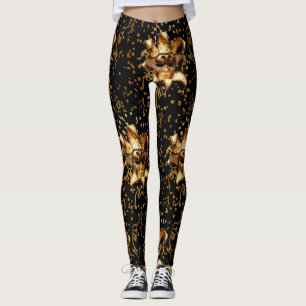 Mardi Gras Goldmaske und Confetti Leggings
