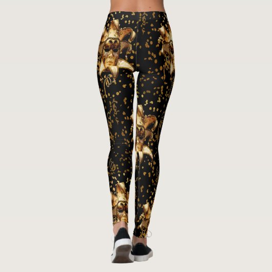 Mardi Gras Goldmaske und Confetti Leggings (Rückseite)