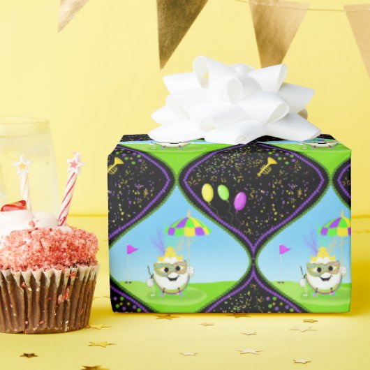 Mardi Gras Golfball feiert Geschenkpapier (Geburtstagsparty)