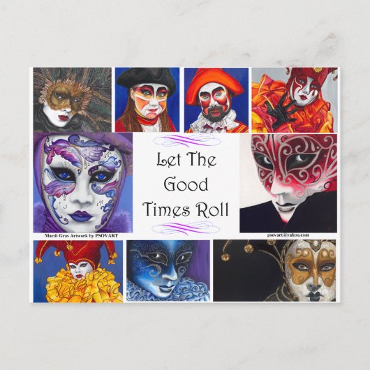 Mardi Gras Good Times Postkarte (Vorderseite)