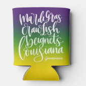 Mardi Gras Gradient Typografie Tourismus Monogram Dosenkühler (Rückseite)