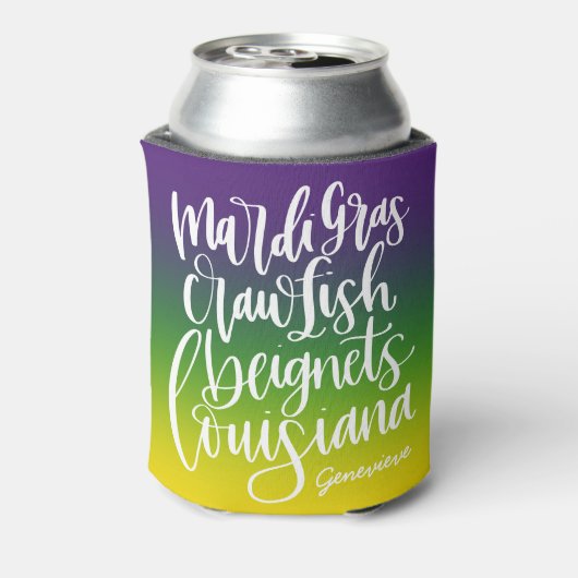 Mardi Gras Gradient Typografie Tourismus Monogram Dosenkühler (Kanne Rückseite)