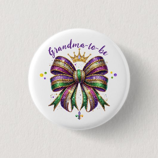 Mardi Gras Grandma-to-be Button (Vorderseite)