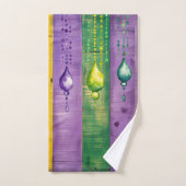 Mardi Gras | Green Gold Lila | Karneval Badhandtuch Set (Handtuch)