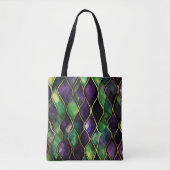 MARDI GRAS GREEN & LILA DIAMOND PATTERN TASCHE (Vorderseite)