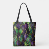 MARDI GRAS GREEN & LILA DIAMOND PATTERN TASCHE (Rückseite)