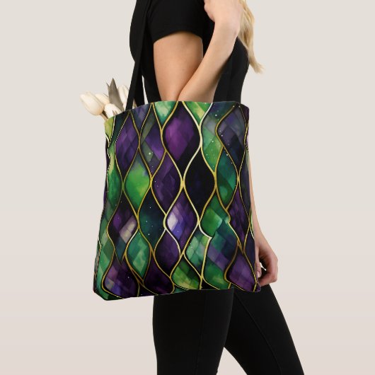 MARDI GRAS GREEN & LILA DIAMOND PATTERN TASCHE (Von Nahem)