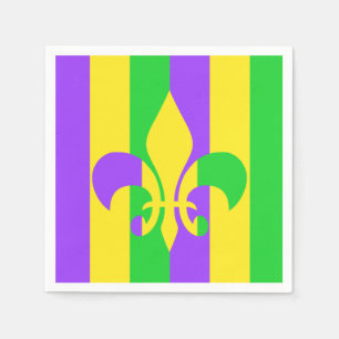 Mardi Gras Green Yellow Lila Fleur-de-Lis Serviette
