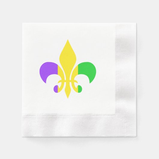 Mardi Gras Green Yellow Lila Fleur-de-Lis Serviette (Vorderseite)