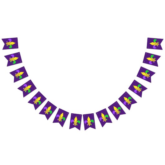 Mardi Gras Green Yellow Lila Fleur-de-Lis Wimpelkette (Alle)
