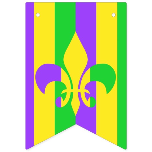 Mardi Gras Green Yellow Lila Fleur-de-Lis Wimpelkette (Dritte Fahne)
