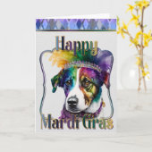 Mardi Gras Greeting Card, Mardi Gras Jack Russell Karte (Gelbe Blume)