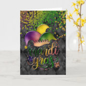 Mardi Gras Greeting Card, Mardi Gras Jester Hat Karte (Gelbe Blume)
