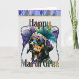 Mardi Gras Greeting Card, Mardi Gras Rottweiler Karte