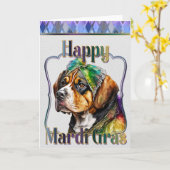 Mardi Gras Greeting Card, Mardi Gras St Bernard Karte (Gelbe Blume)