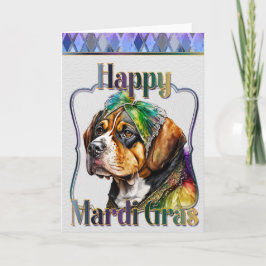 Mardi Gras Greeting Card, Mardi Gras St Bernard Karte
