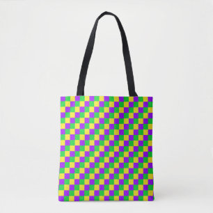 Mardi Gras grün, gelb, Lila kariert Tasche