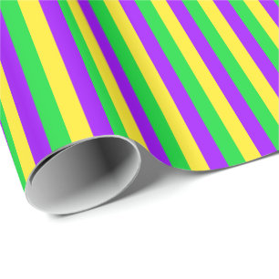 Mardi Gras Grün, Gelb, Lila Streifen Geschenkpapier