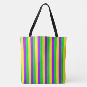 Mardi Gras Grün, Gelb, Lila Streifen Tasche