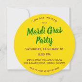 Mardi Gras Grünes Gelbes Lila Muster Mandala Einladung (Rückseite)