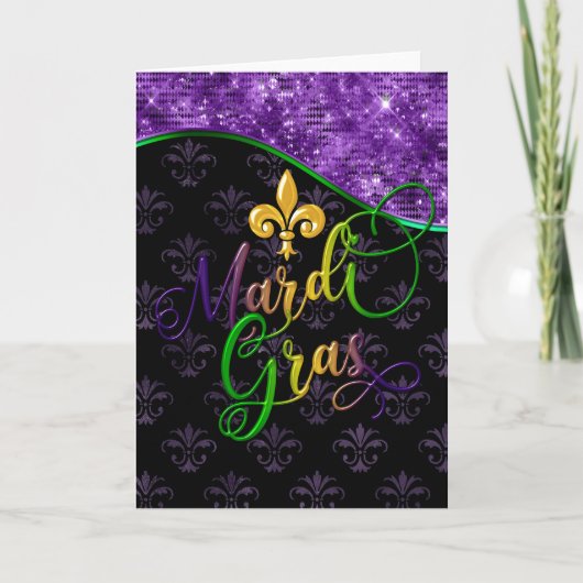 Mardi Gras Grußkarte, farbenfrohe Mardi Gras Karte (Vorderseite)