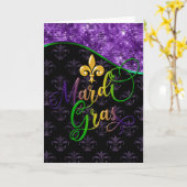 Mardi Gras Grußkarte, farbenfrohe Mardi Gras Karte (Gelbe Blume)