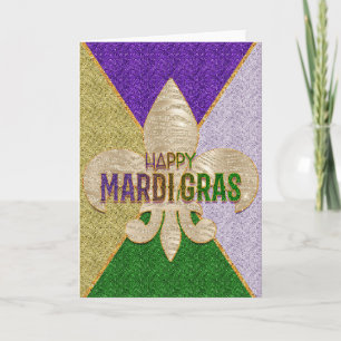 Mardi Gras Grußkarte, Happy Mardi Gras Fleur Karte