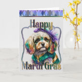 Mardi Gras Grußkarte Mardi Gras Cocker Spaniel Karte (Gelbe Blume)