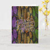 Mardi Gras Grußkarte, Mardi Gras Feathers Karte (Gelbe Blume)