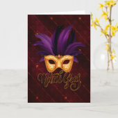 Mardi Gras Grußkarte, Mardi Gras Maske Karte (Gelbe Blume)