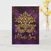 Mardi Gras Grußkarte, Mardi Gras Maske Karte (Gelbe Blume)
