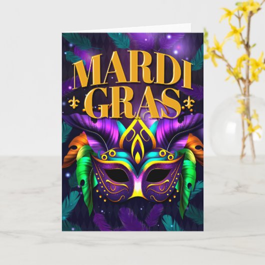 Mardi Gras Grußkarte, Mardi Gras Maske Karte (Gelbe Blume)