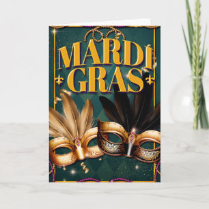 Mardi Gras Grußkarte, Mardi Gras Masken Karte
