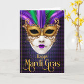 Mardi Gras Grußkarte, Mardi Gras Maskenkarte Karte (Gelbe Blume)