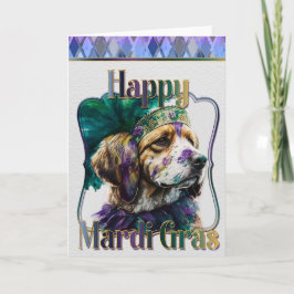 Mardi Gras Grußkarte, Mardi Gras Spaniel Karte