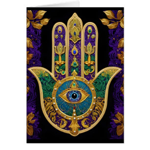 Mardi Gras Hamsa Art Print Grußkarte