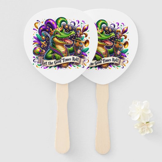 Mardi Gras     Hand Fan Fächer (Vorne und Hinten)