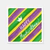 Mardi Gras Handgemalte Lila grüne Streifen Serviette (Vorderseite)