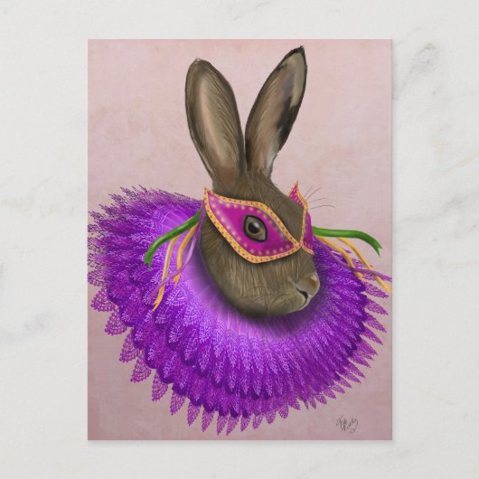 Mardi Gras Hare 4 Postkarte (Vorderseite)