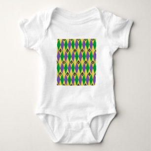 Mardi Gras Harlekin Fleur De Lis Baby Strampler