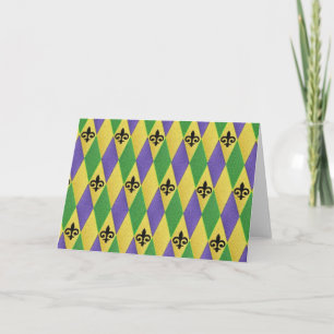 Mardi Gras Harlekin Fleur De Lis Karte