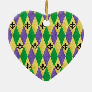 Mardi Gras Harlekin Fleur De Lis Keramikornament