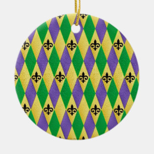 Mardi Gras Harlekin Fleur De Lis Keramikornament