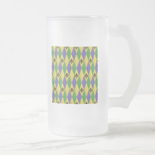 Mardi Gras Harlekin Fleur De Lis Mattglas Bierglas
