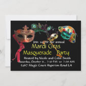 MARDI GRAS HARLEQUIN COSTUME MASQUERADE PARTY EINLADUNG (Rückseite)